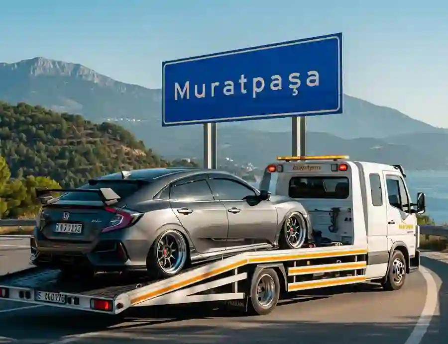 Muratpaşa'da çekici üzerinde lüx ferrari araba